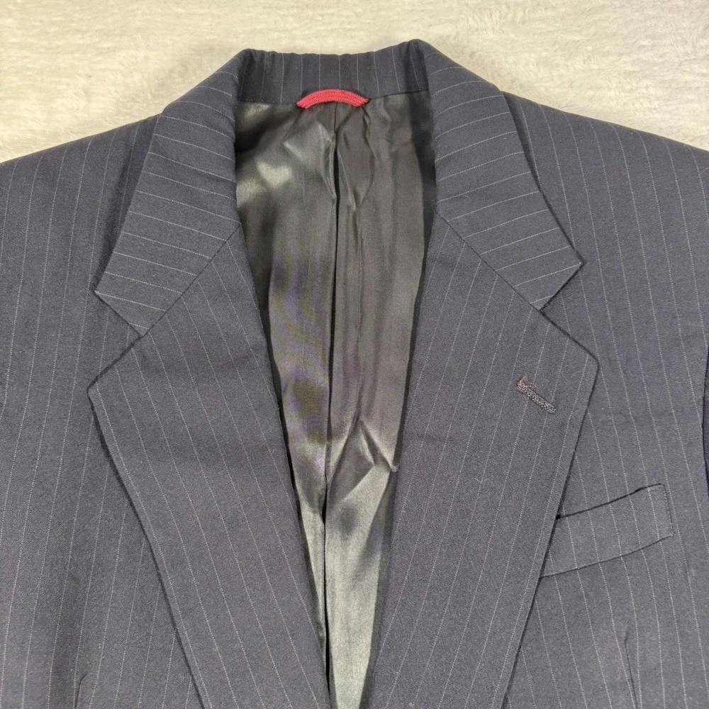 Vintage Graham‎ & Gunn Suit Jacket Mens 40R Navy Blue Pinstripe Blazer Wool 1990